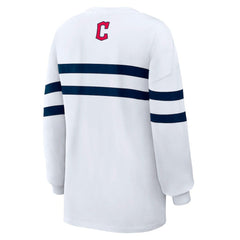 Cleveland Guardians WEAR by Erin Andrews Women's Oversized Long Sleeve Striped T-Shirt Lifestyle