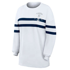 Detroit Tigers WEAR by Erin Andrews Women's Oversized Long Sleeve Striped T-Shirt On Sale