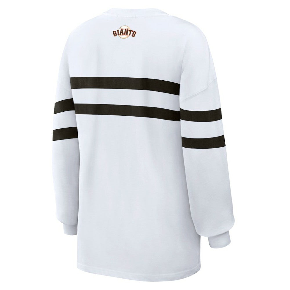 San Francisco Giants WEAR by Erin Andrews Women's Oversized Long Sleeve Striped T-Shirt discount