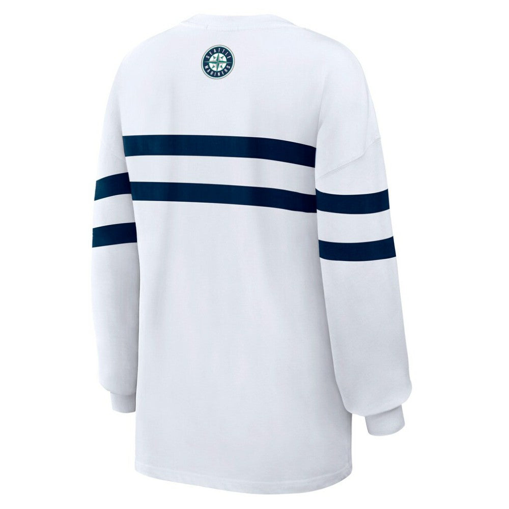 Seattle Mariners WEAR by Erin Andrews Women's Oversized Long Sleeve Striped T-Shirt for sale
