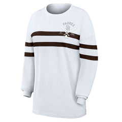 San Diego Padres WEAR by Erin Andrews Women's Oversized Long Sleeve Striped T-Shirt Lifestyle