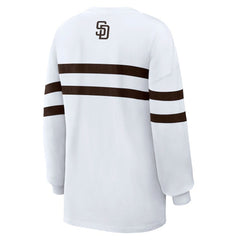 San Diego Padres WEAR by Erin Andrews Women's Oversized Long Sleeve Striped T-Shirt Lifestyle