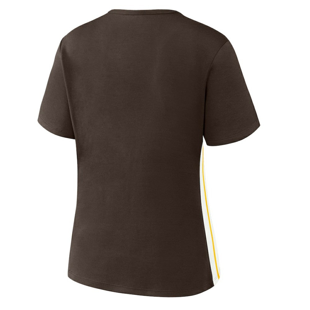 San Diego Padres WEAR by Erin Andrews Women's Notch Neck Cropped T-Shirt Clearance