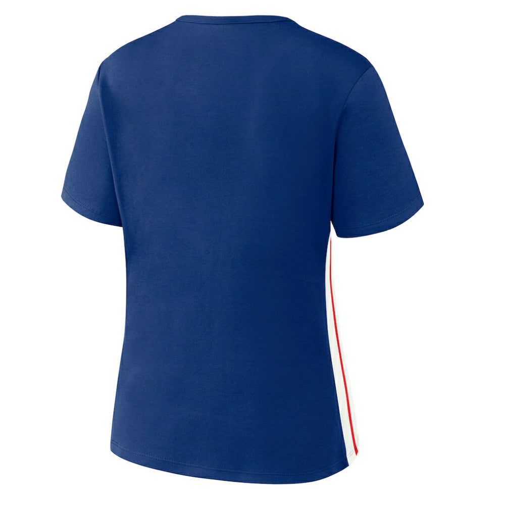 Chicago Cubs WEAR by Erin Andrews Women's Notch Neck Cropped T-Shirt On Sale