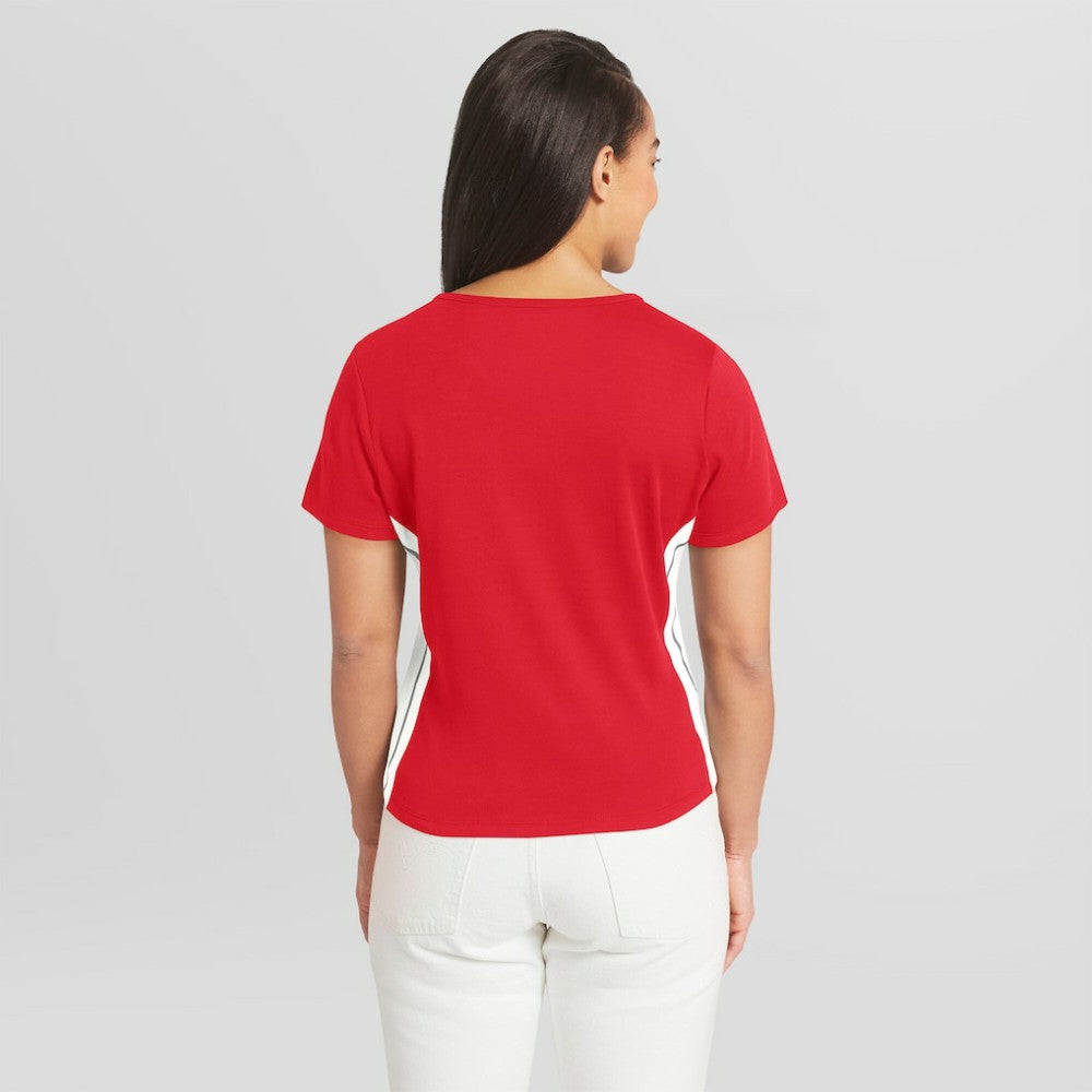 Philadelphia Phillies WEAR by Erin Andrews Women's Notch Neck Cropped T-Shirt Sale