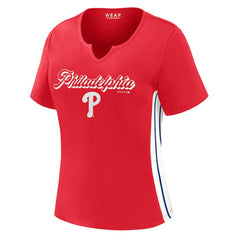 Philadelphia Phillies WEAR by Erin Andrews Women's Notch Neck Cropped T-Shirt Sale