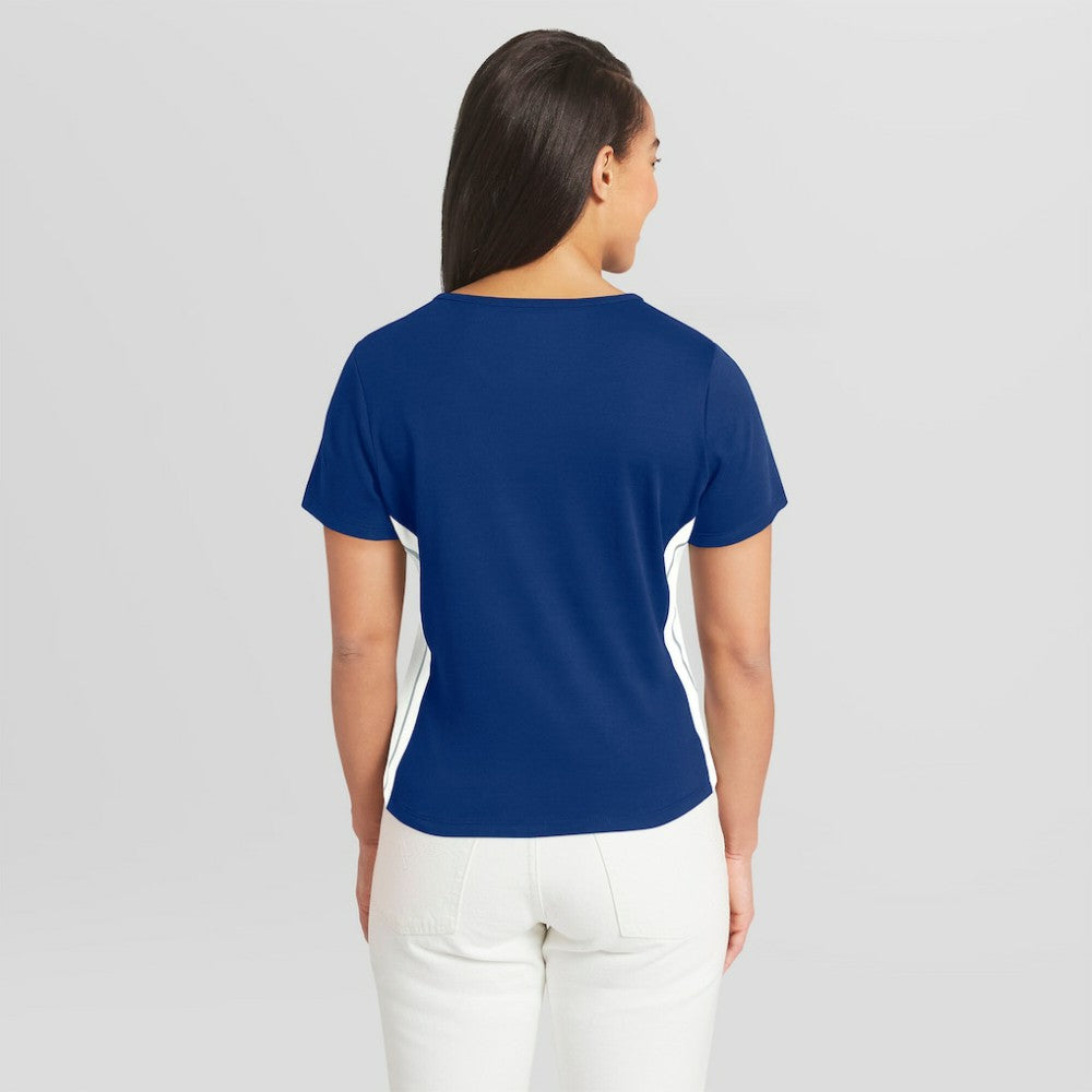 Los Angeles Dodgers WEAR by Erin Andrews Women's Notch Neck Cropped T-Shirt Online