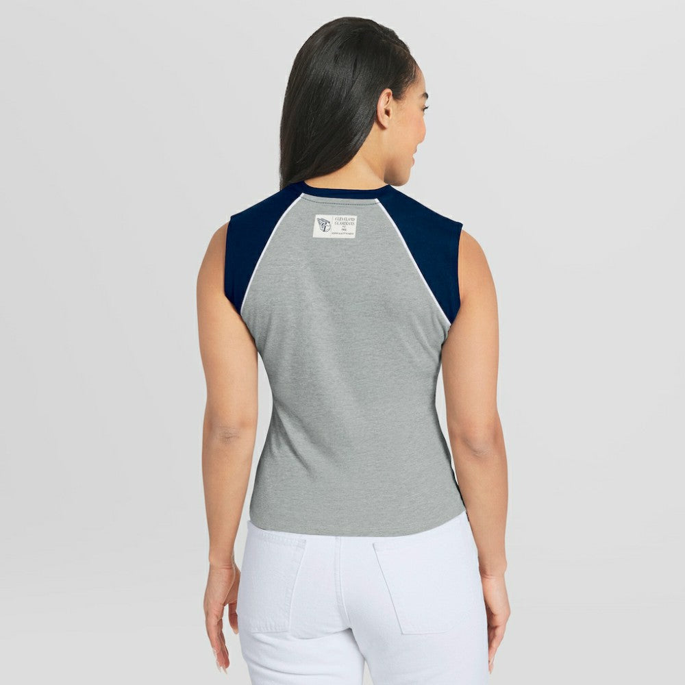 Cleveland Guardians WEAR by Erin Andrews Women's Cropped Raglan Tank Top for sale