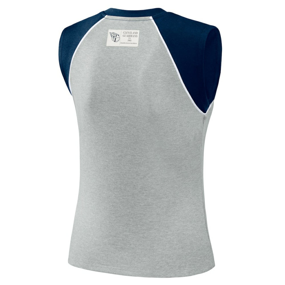 Cleveland Guardians WEAR by Erin Andrews Women's Cropped Raglan Tank Top for sale