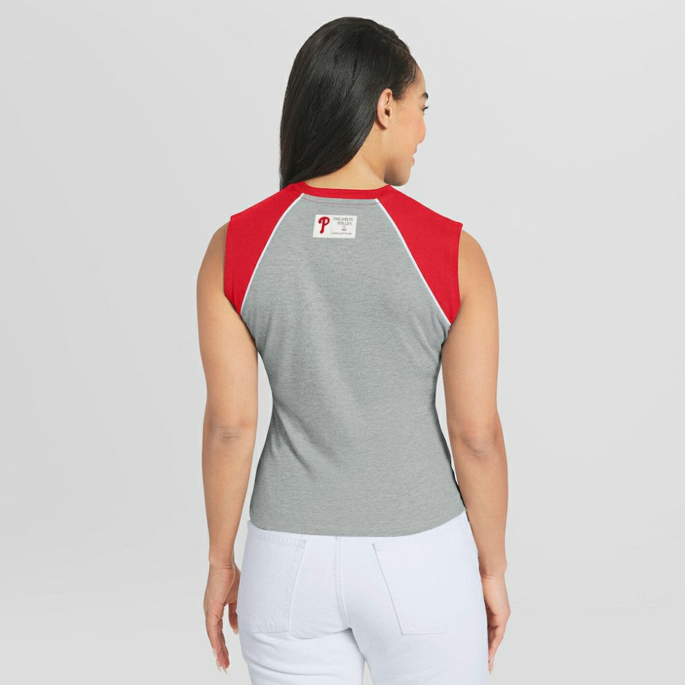 Philadelphia Phillies WEAR by Erin Andrews Women's Cropped Raglan Tank Top Online