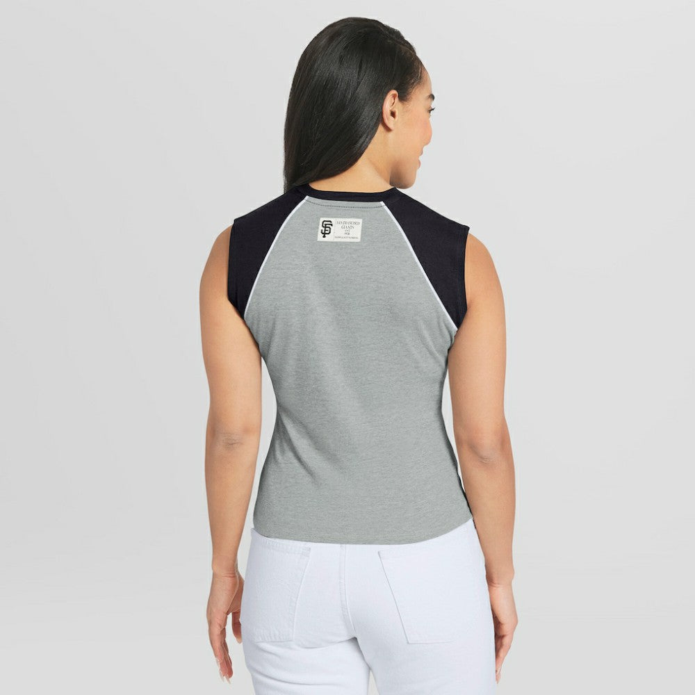 San Francisco Giants WEAR by Erin Andrews Women's Cropped Raglan Tank Top Clearance