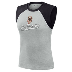 San Francisco Giants WEAR by Erin Andrews Women's Cropped Raglan Tank Top Clearance