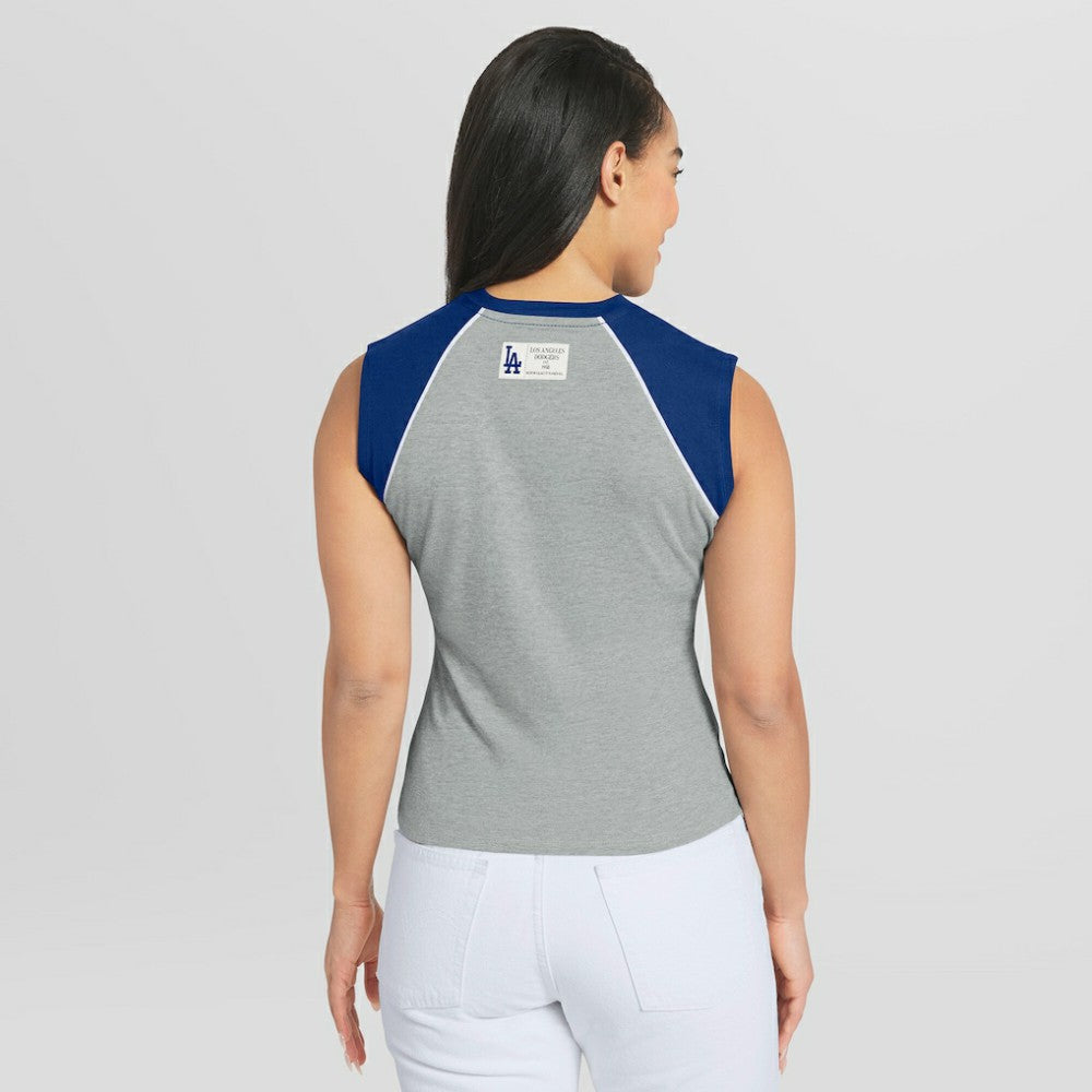 Los Angeles Dodgers WEAR by Erin Andrews Women's Cropped Raglan Tank Top Clearance