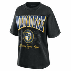 Milwaukee Brewers WEAR by Erin Andrews Women's Oversized Boyfriend T-Shirt On Sale