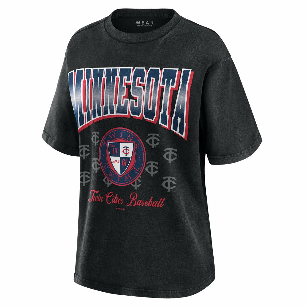 Minnesota Twins WEAR by Erin Andrews Women's Oversized Boyfriend T-Shirt On Sale