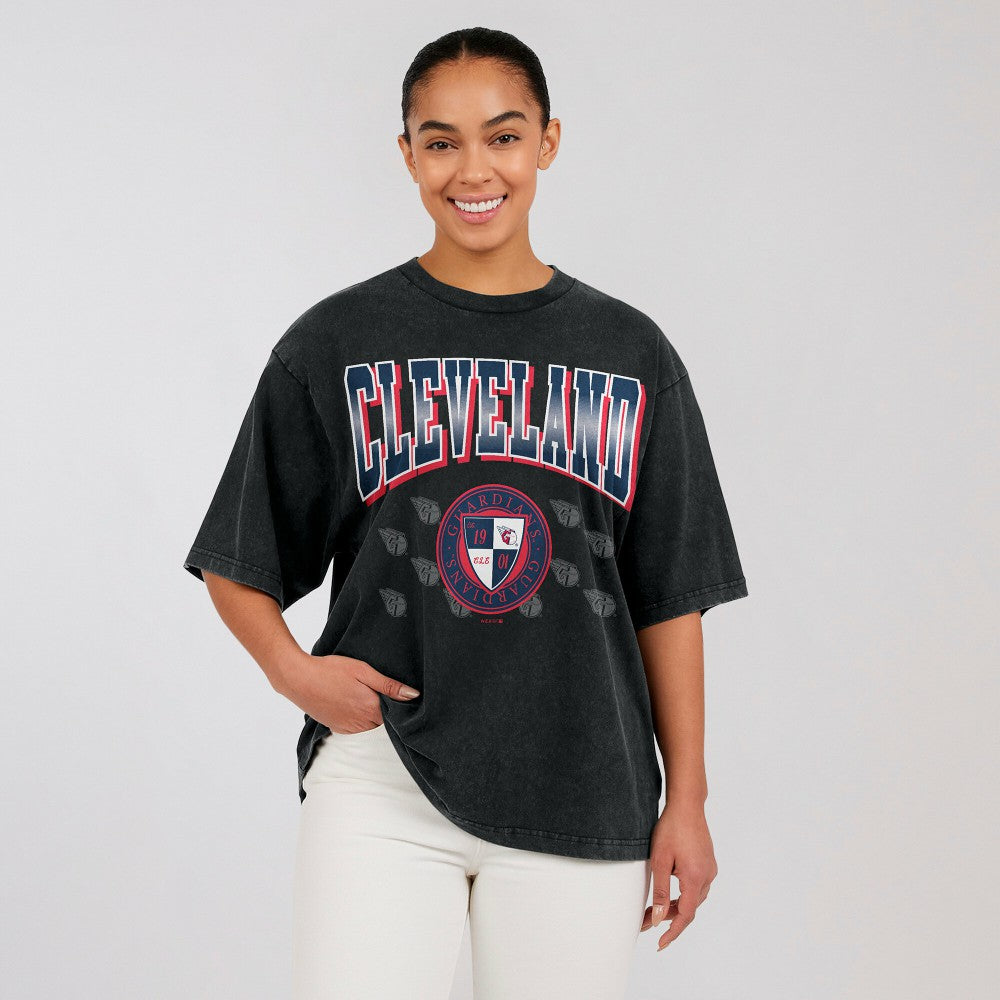 Cleveland Guardians WEAR by Erin Andrews Women's Oversized Boyfriend T-Shirt Sale