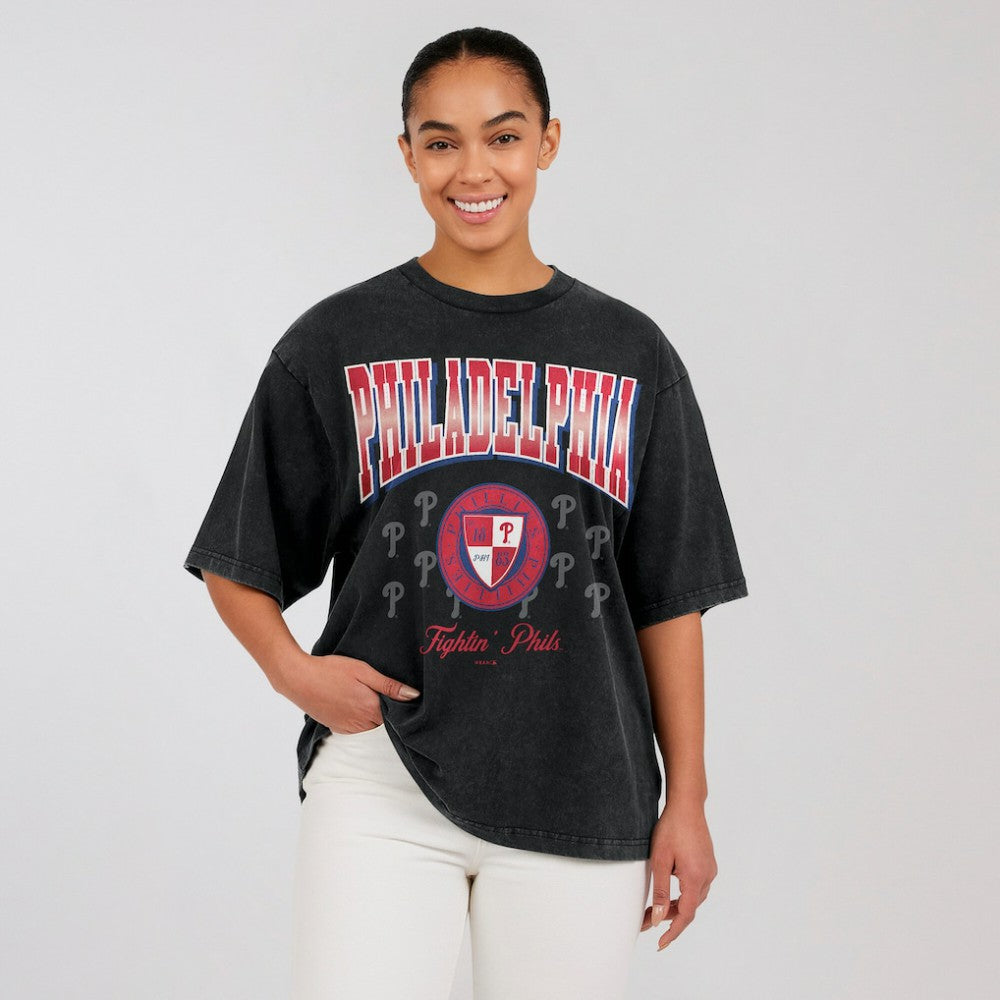 Philadelphia Phillies WEAR by Erin Andrews Women's Oversized Boyfriend T-Shirt Sale