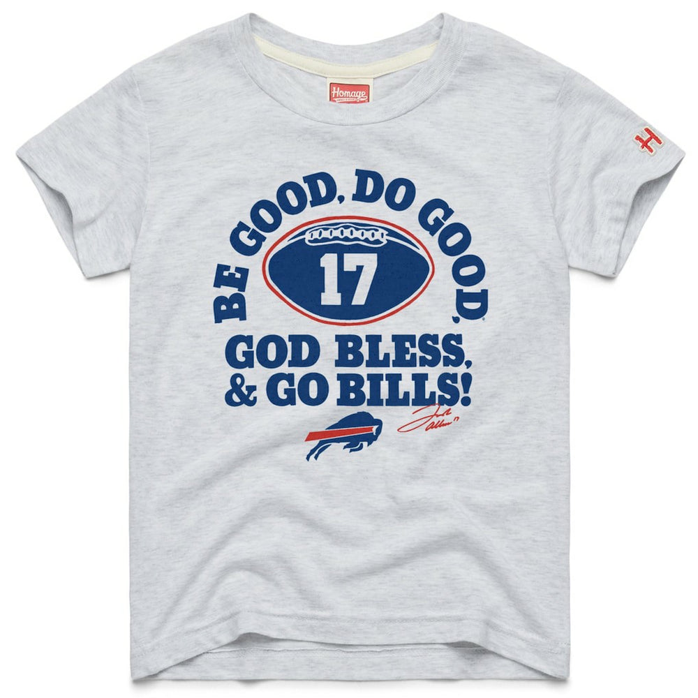 Josh Allen Buffalo Bills Homage Youth Be Good Do Good Signature Tri-Blend T-Shirt Gray - NFL