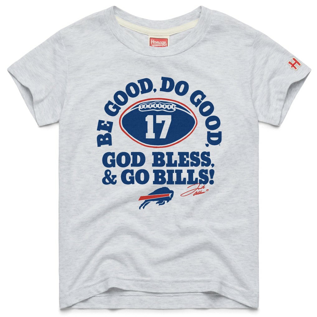 Josh Allen Buffalo Bills Homage Youth Be Good Do Good Signature Tri-Blend T-Shirt Gray - NFL