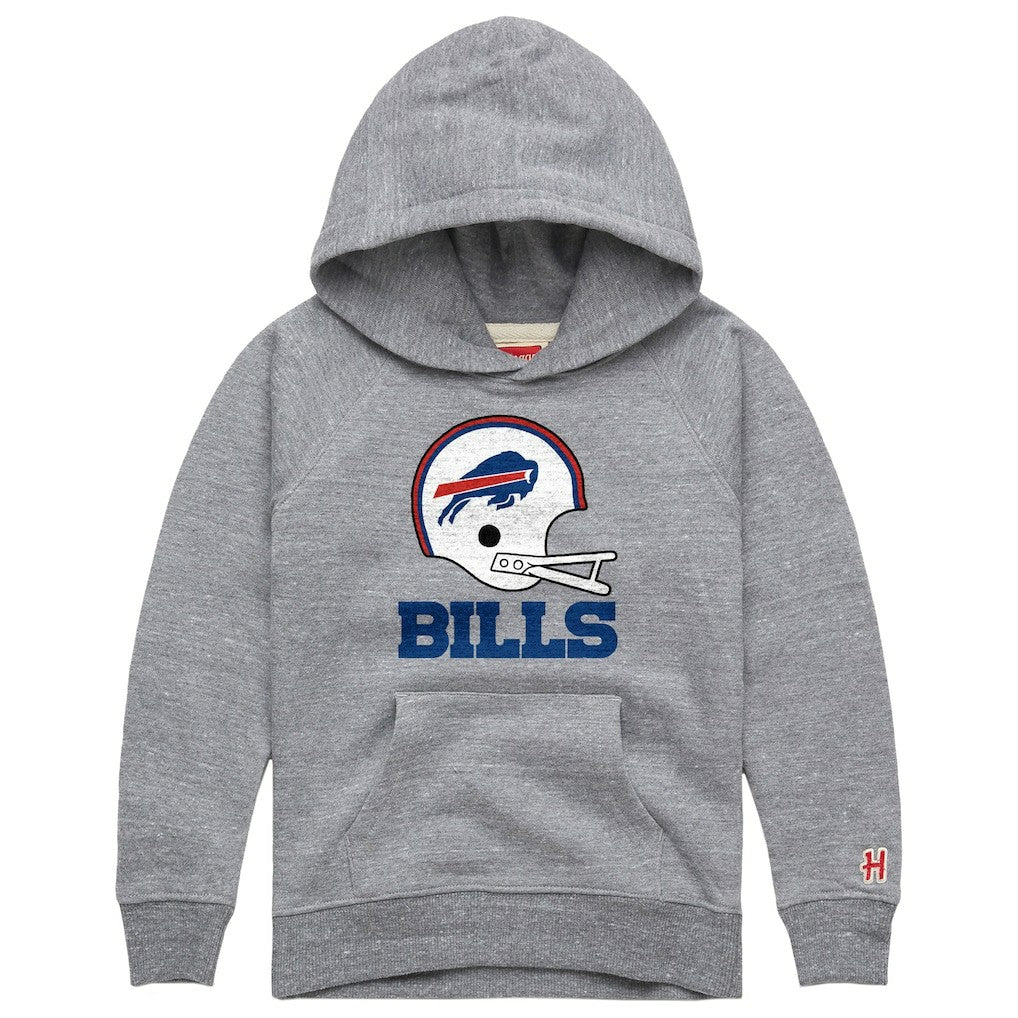 Buffalo Bills Homage Youth Big Helmet Tri-Blend Hoodie Gray - NFL
