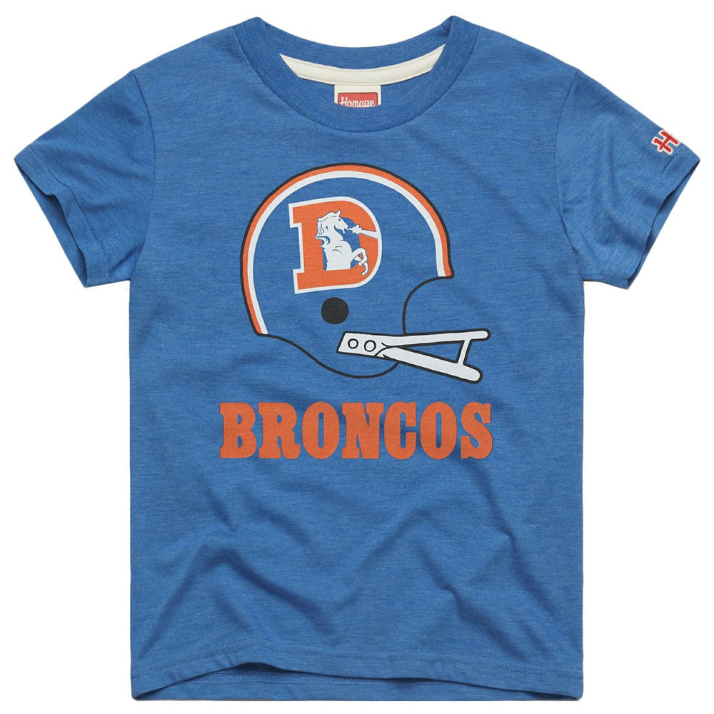 Denver Broncos Homage Youth Big Helmet Tri-Blend T-Shirt Royal - NFL