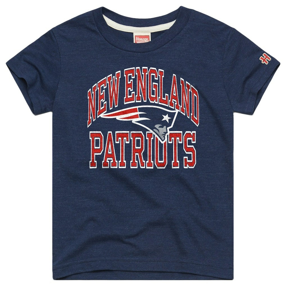 New England Patriots Homage Youth Arch Tri-Blend T-Shirt Navy - NFL