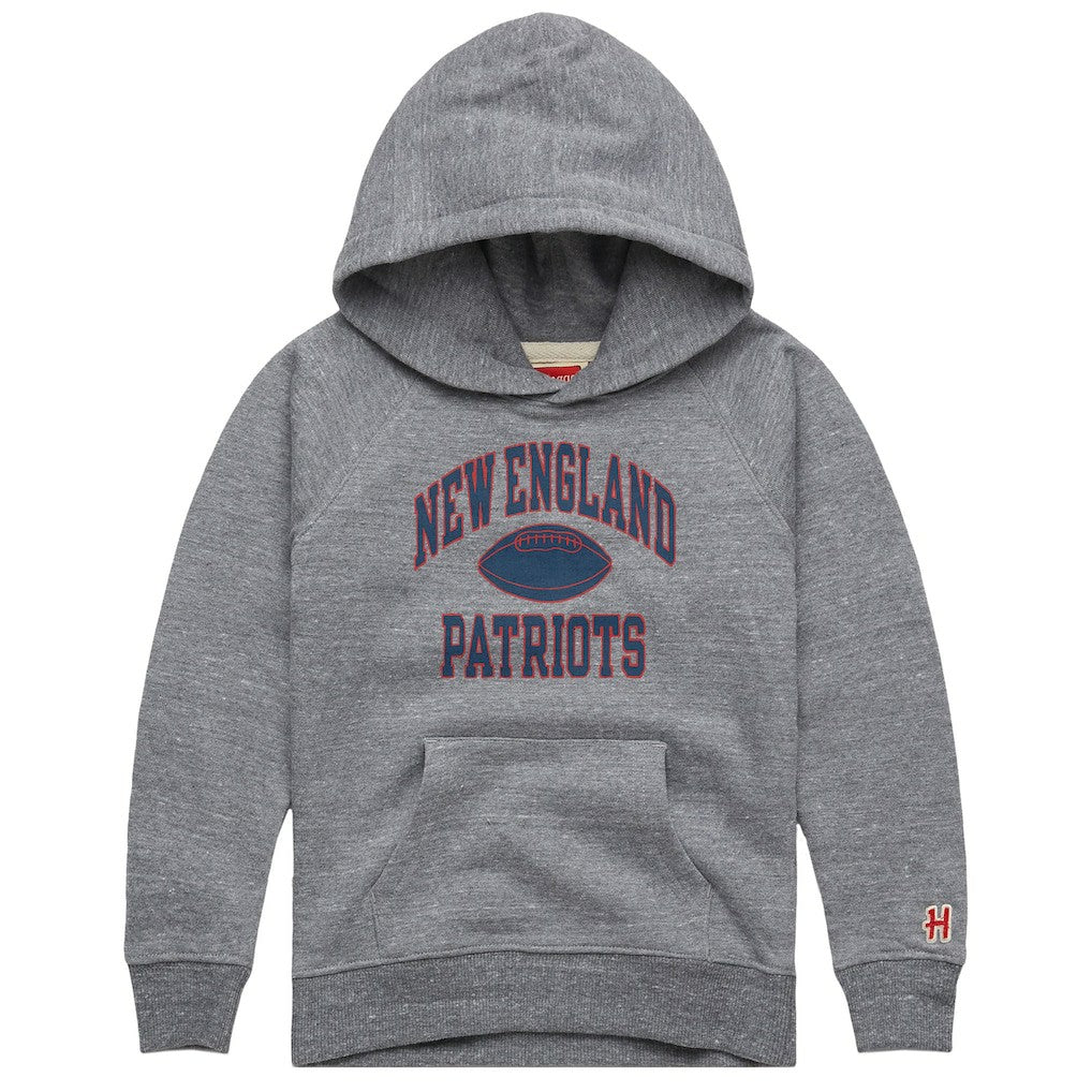 New England Patriots Homage Youth Gridiron Tri-Blend Hoodie Gray - NFL