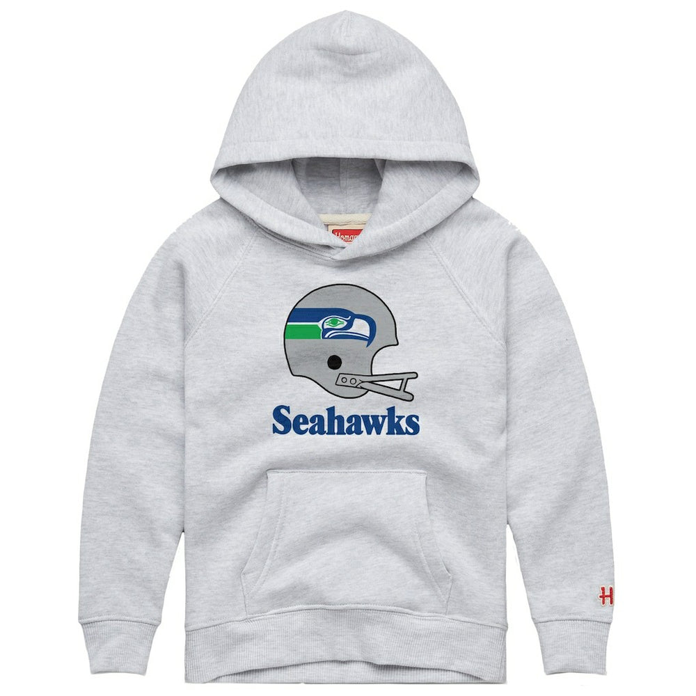 Seattle Seahawks Homage Youth Big Helmet Tri-Blend Hoodie Gray - NFL