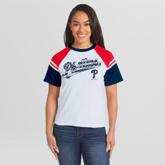 Philadelphia Phillies WEAR by Erin Andrews Women's Striped Raglan T-Shirt Clearance