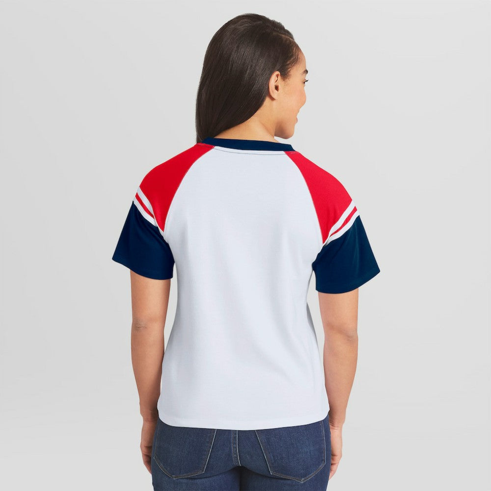 Los Angeles Dodgers WEAR by Erin Andrews Women's Striped Raglan T-Shirt Near Me