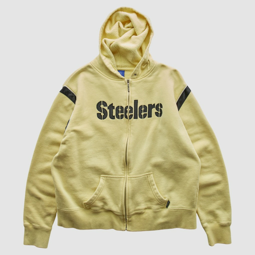 Pittsburgh Steelers Reebok 2000s Hooded Full Zip Sweatshirt Yellow Vintage - Fanatics