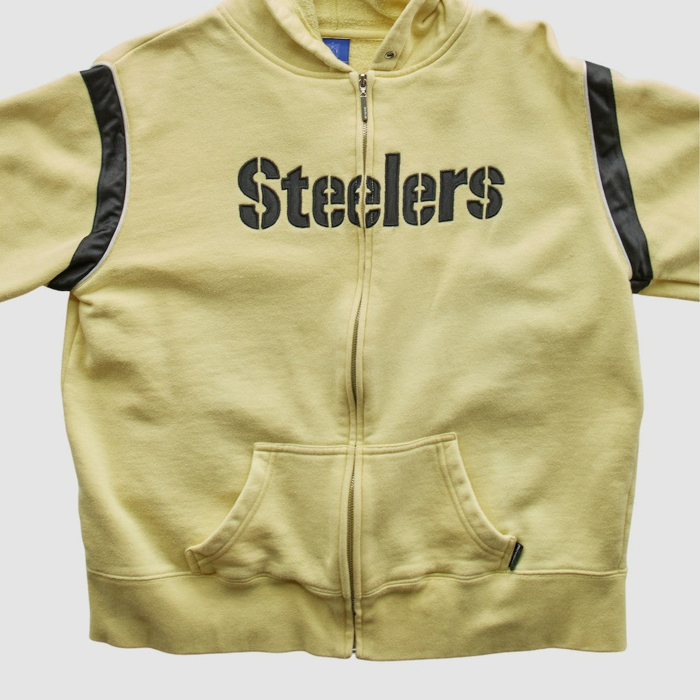 Pittsburgh Steelers Reebok 2000s Hooded Full Zip Sweatshirt Yellow Vintage - Fanatics