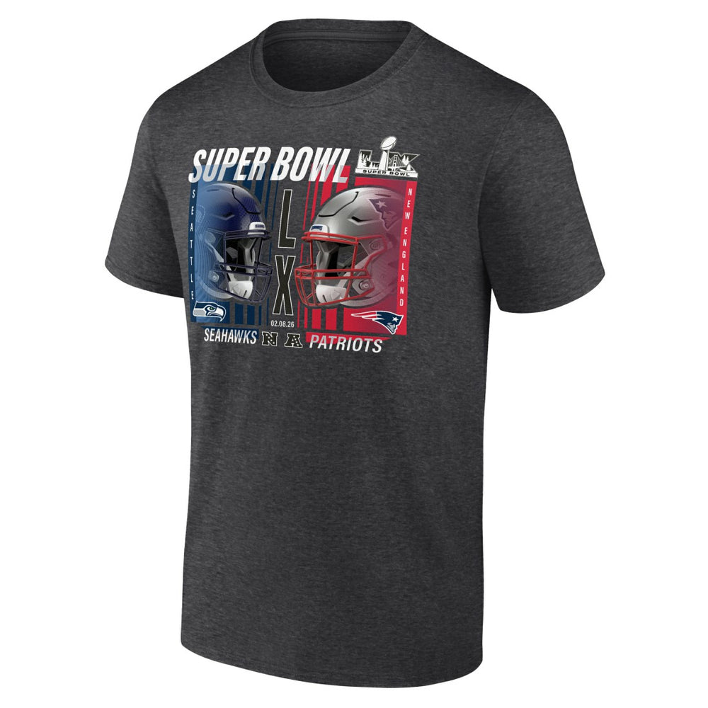 New England Patriots vs. Seattle Seahawks Super Bowl LX Big & Tall Final Battle Dueling T-Shirt Heather Charcoal - Fanatics