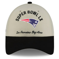 New England Patriots New Era Super Bowl LX 9FORTY Adjustable Hat Cream/Black - NFL