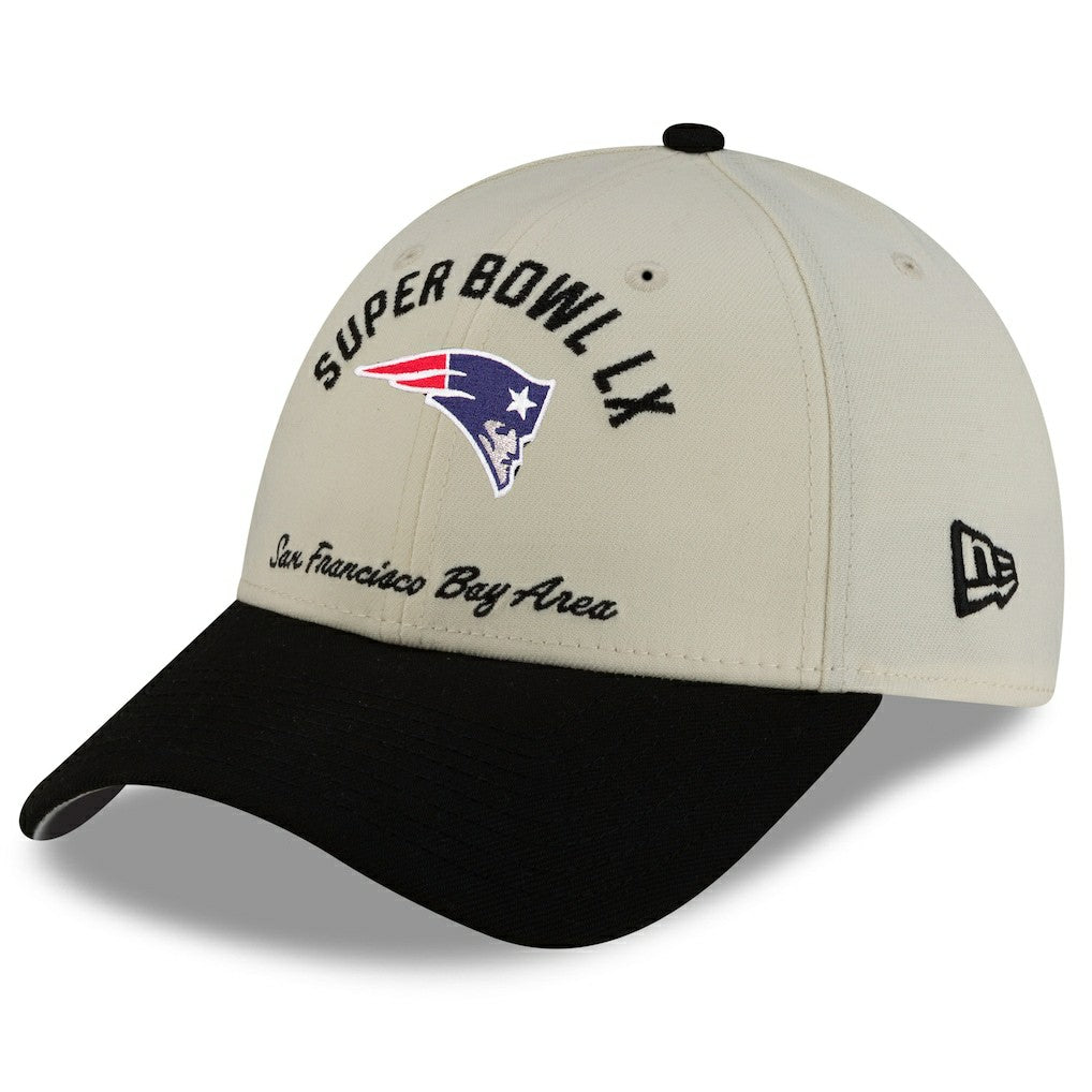 New England Patriots New Era Super Bowl LX 9FORTY Adjustable Hat Cream/Black - NFL
