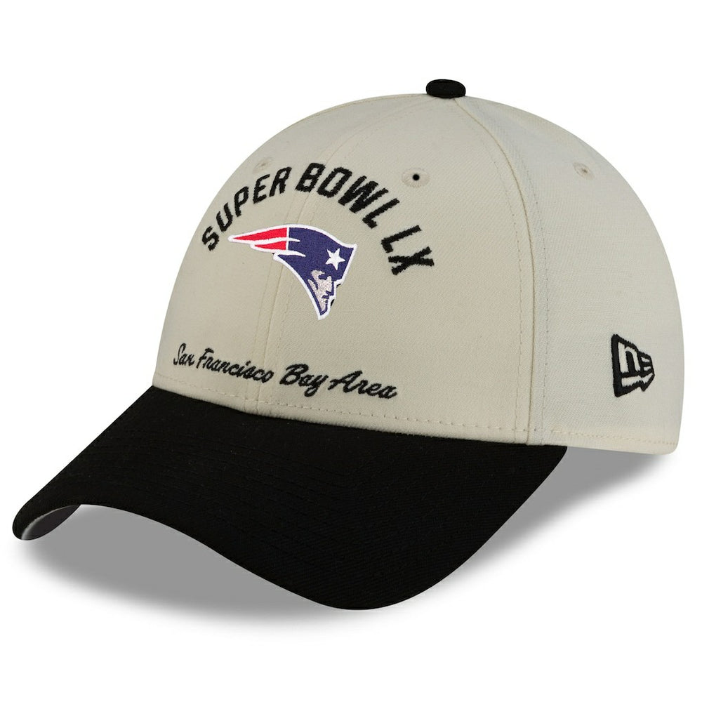 New England Patriots New Era Super Bowl LX 9FORTY Adjustable Hat Cream/Black - NFL