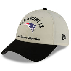 New England Patriots New Era Super Bowl LX 9FORTY Adjustable Hat Cream/Black - NFL