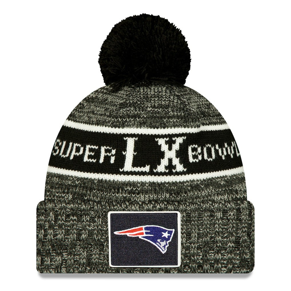 New England Patriots New Era Super Bowl LX Cuffed Knit Hat with Pom Black - NFL