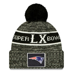 New England Patriots New Era Super Bowl LX Cuffed Knit Hat with Pom Black - NFL