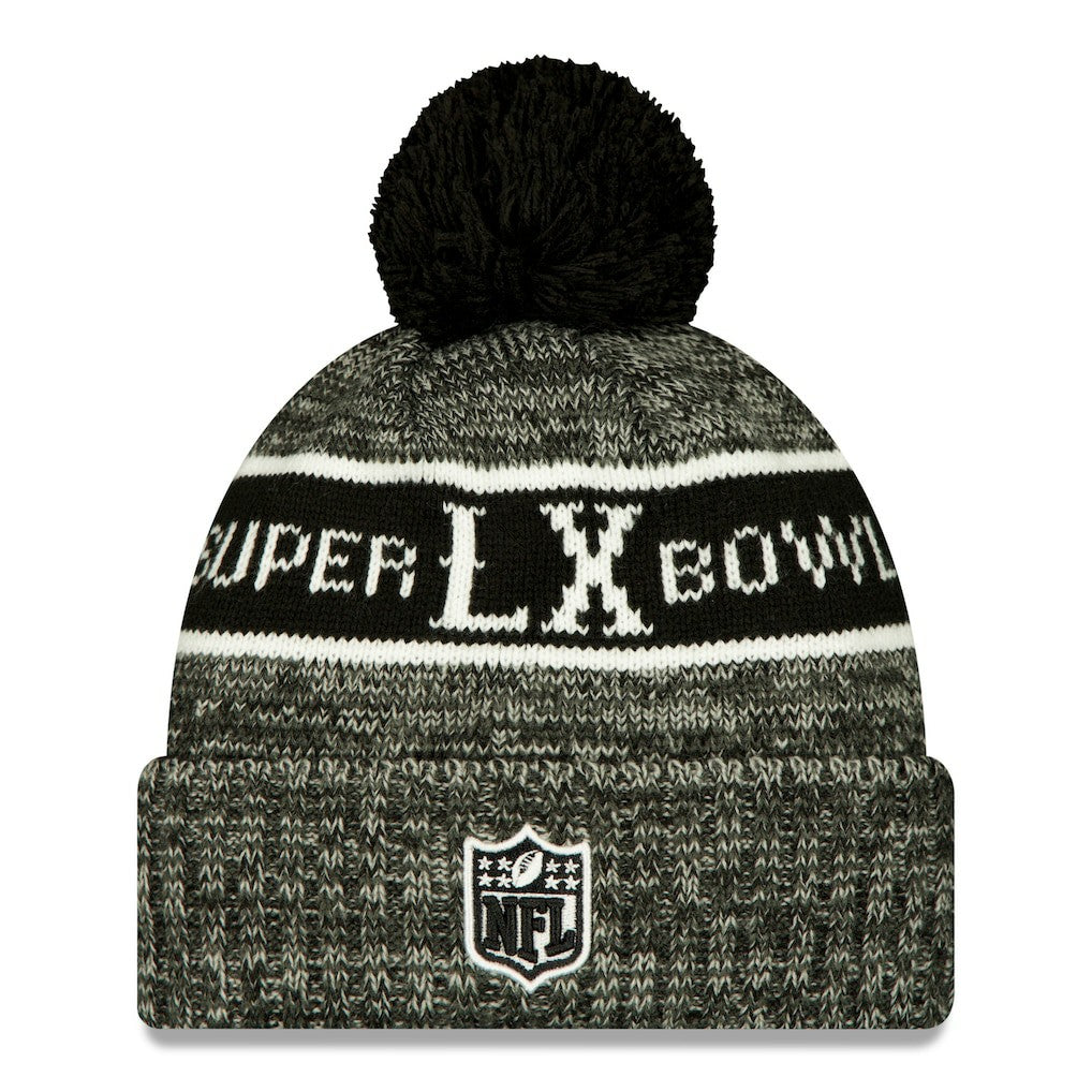 New England Patriots New Era Super Bowl LX Cuffed Knit Hat with Pom Black - NFL