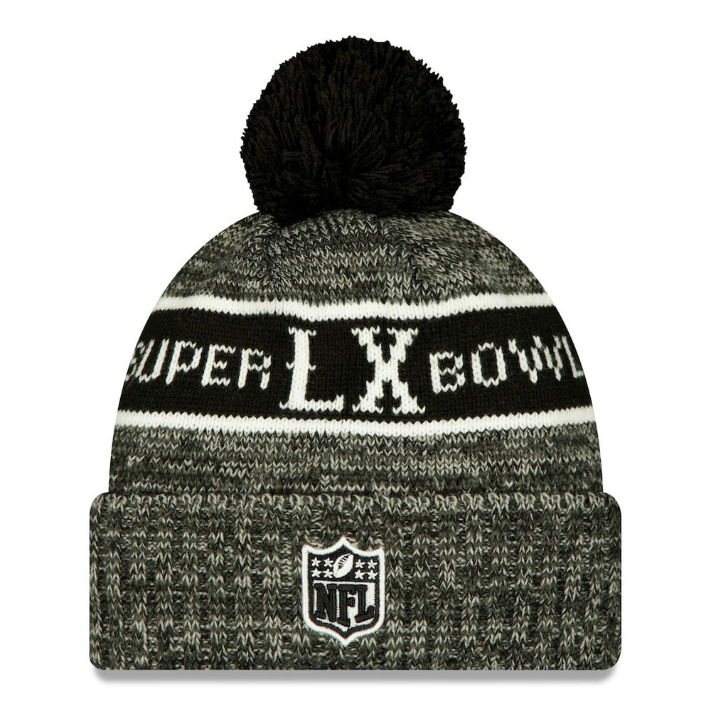 New England Patriots New Era Super Bowl LX Cuffed Knit Hat with Pom Black - NFL