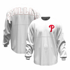Philadelphia Phillies Fanatics Women's Baseball Stitch Spirit Jersey Long Sleeve T-Shirt Clearance