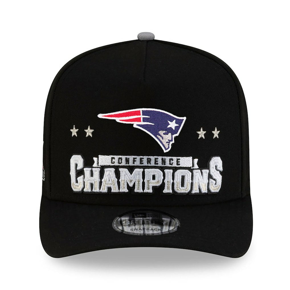 New England Patriots New Era 2025 AFC Champions Locker Room Trophy Collection A-Frame 9FIFTY Snapback Hat Black - NFL
