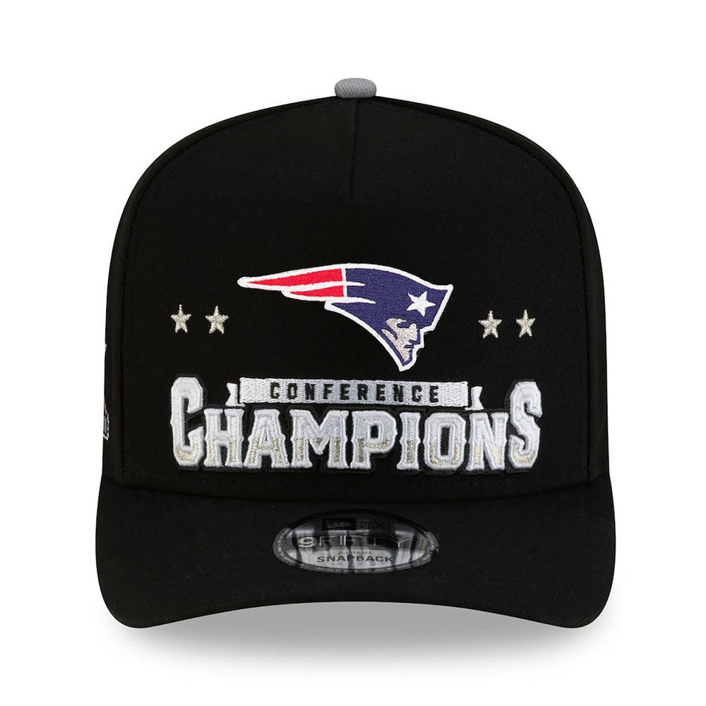 New England Patriots New Era 2025 AFC Champions Locker Room Trophy Collection A-Frame 9FIFTY Snapback Hat Black - NFL