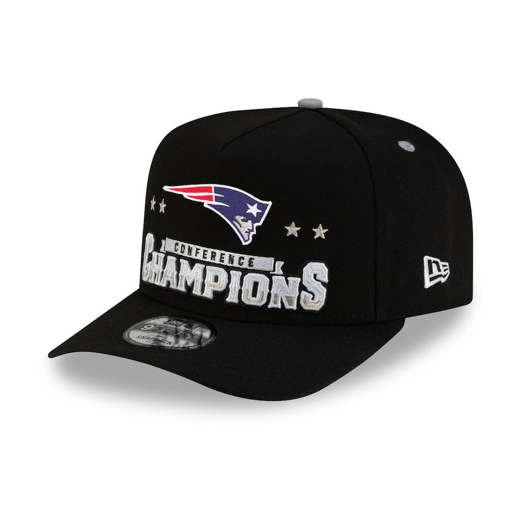 New England Patriots New Era 2025 AFC Champions Locker Room Trophy Collection A-Frame 9FIFTY Snapback Hat Black - NFL