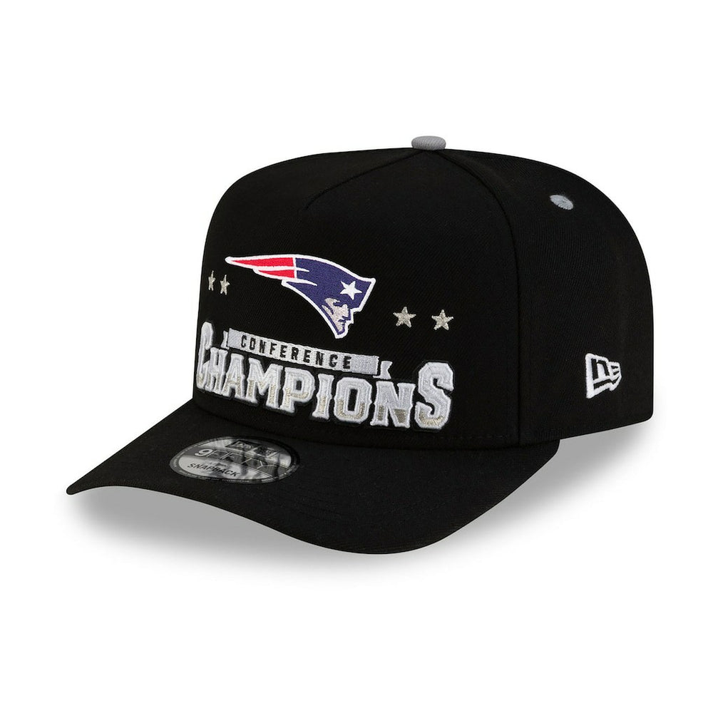 New England Patriots New Era 2025 AFC Champions Locker Room Trophy Collection A-Frame 9FIFTY Snapback Hat Black - NFL