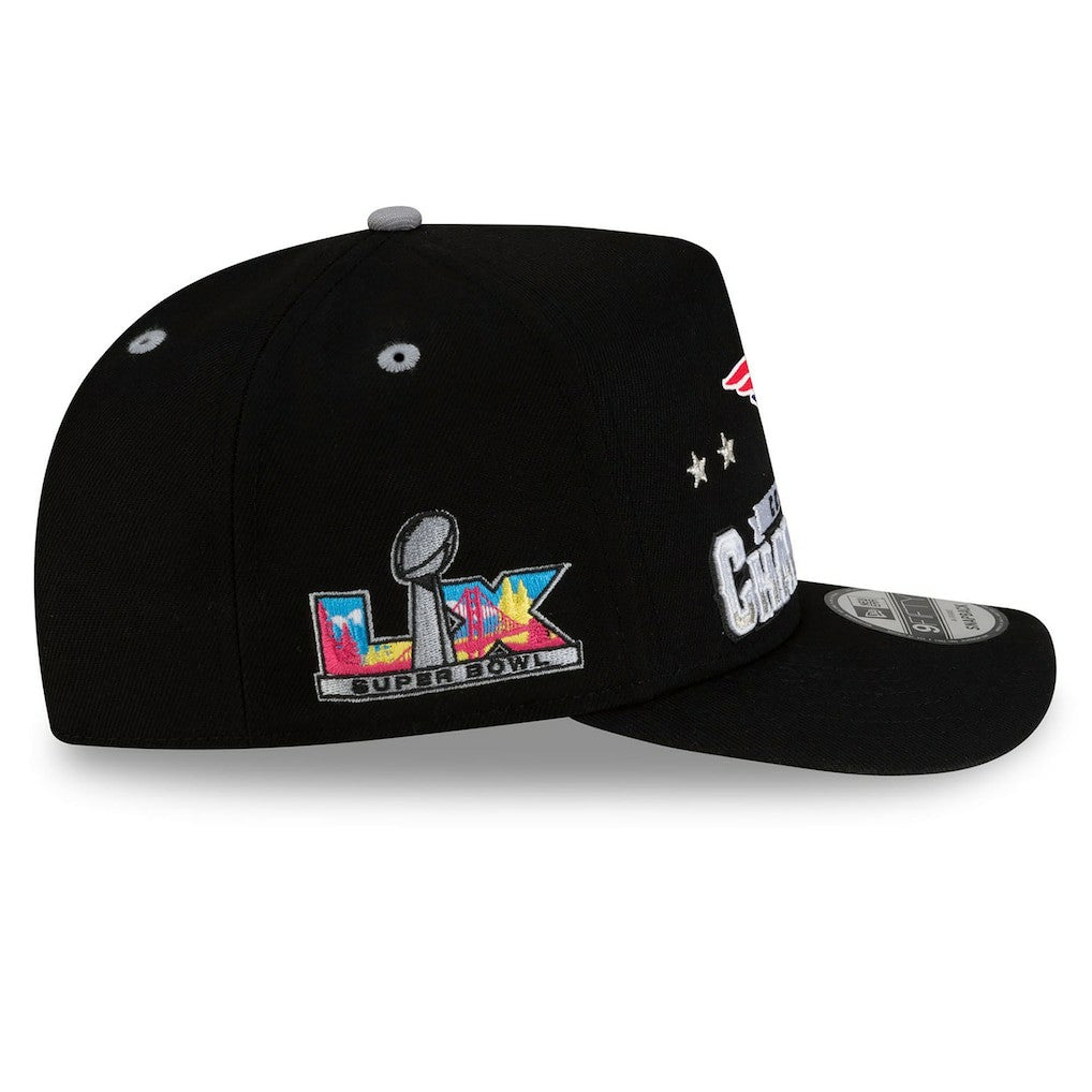 New England Patriots New Era 2025 AFC Champions Locker Room Trophy Collection A-Frame 9FIFTY Snapback Hat Black - NFL