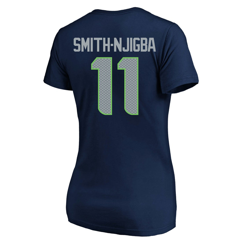 Jaxon Smith-Njigba Seattle Seahawks Women's Super Bowl LX Patch Plus Size Name & Number V-Neck T-Shirt College Navy - Fanatics