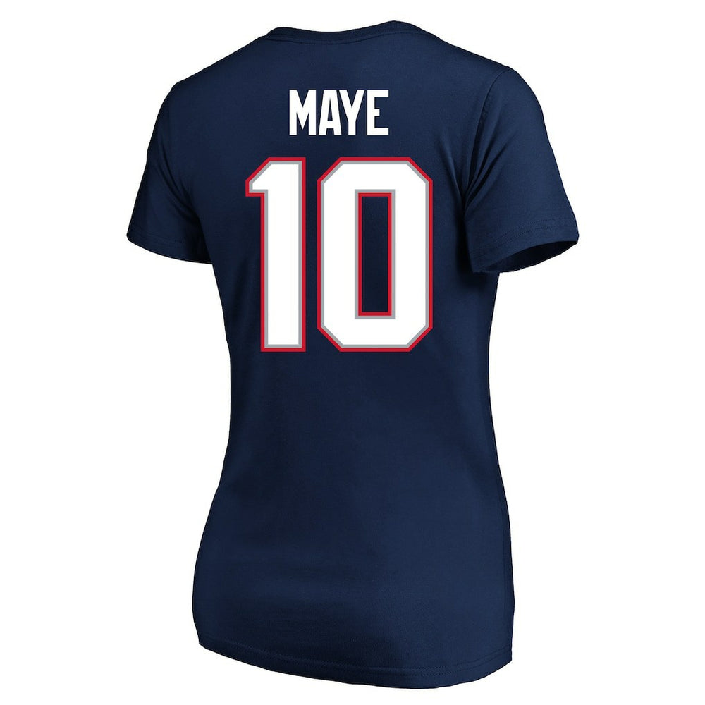 Drake Maye New England Patriots Women's Super Bowl LX Patch Plus Size Name & Number V-Neck T-Shirt Navy - Fanatics