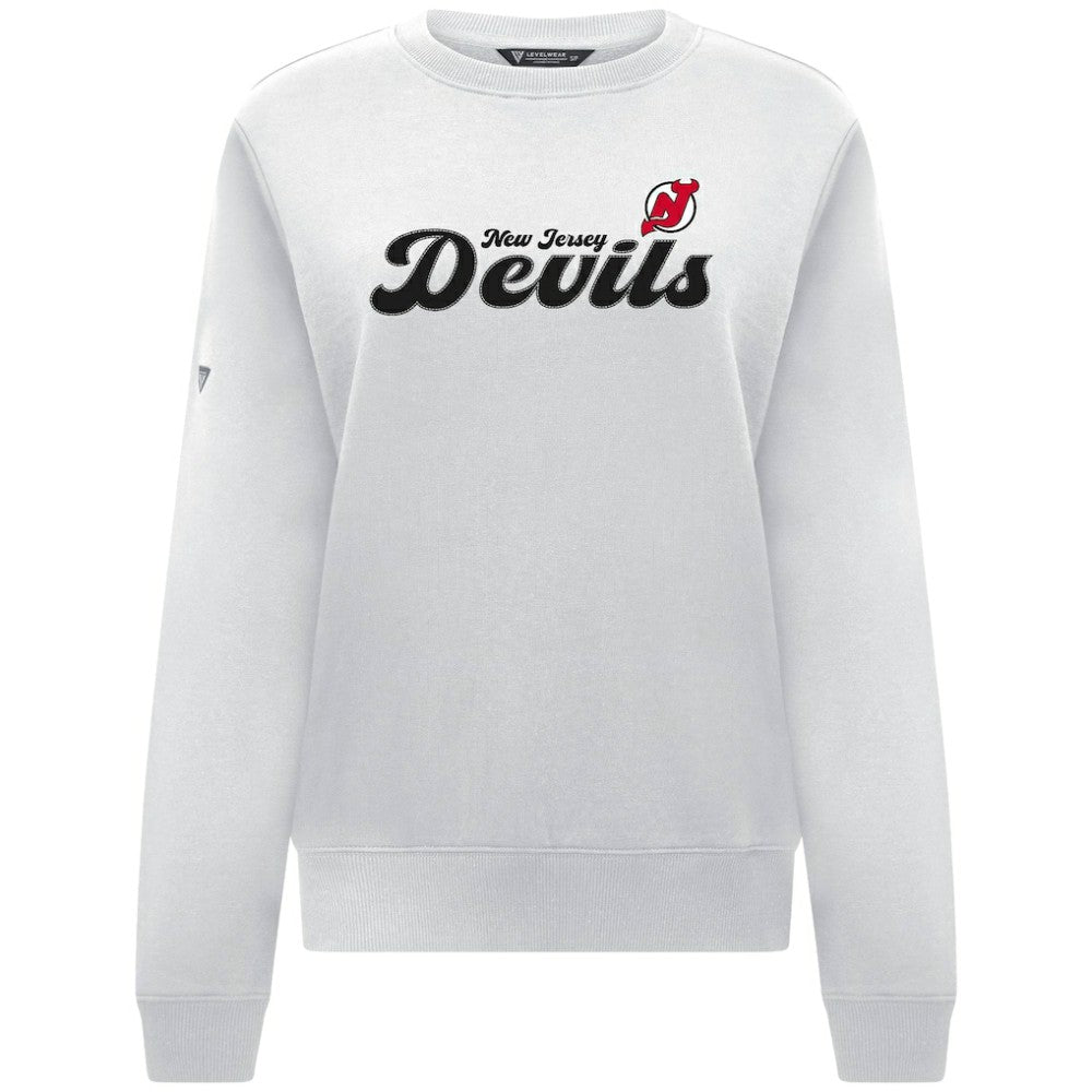 New Jersey Devils - Levelwear Women's Yvette Big Script Tri-Blend Sweatshirt White